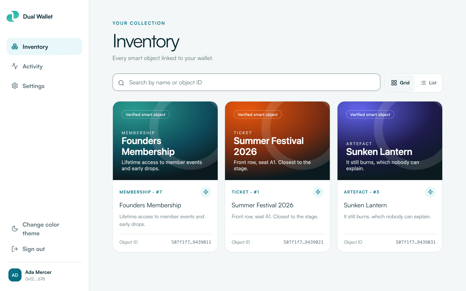 The Dual Wallet inventory