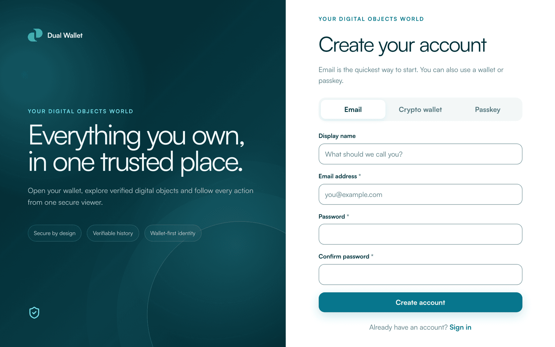 Creating an account